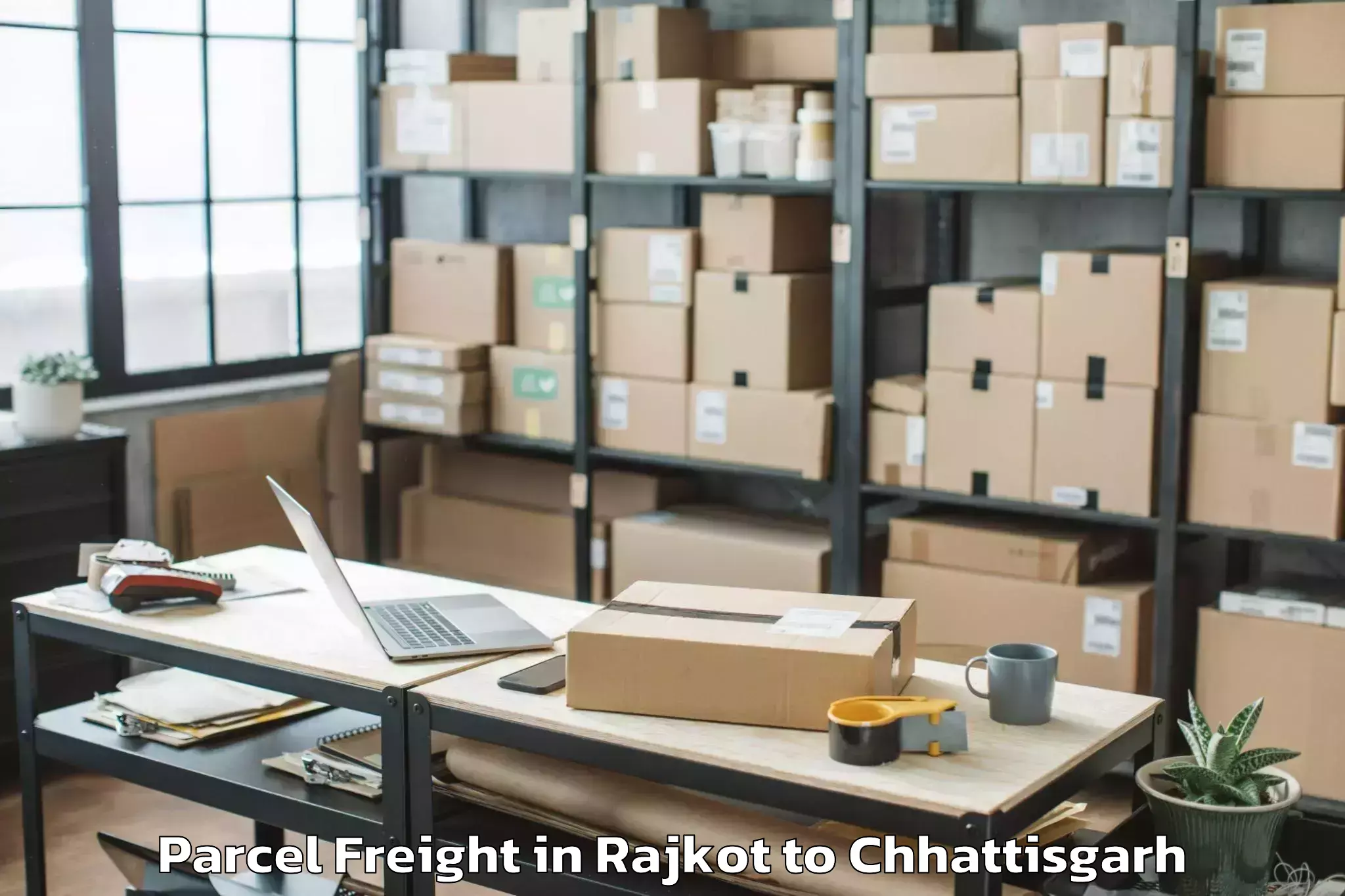 Top Rajkot to Malkharoda Parcel Freight Available